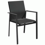 FAUTEUIL DELIA TPEP/ALU ACCOUDOIRS TECK - NOIR/GRAPHITE - PROLOISIRS