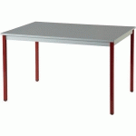 TABLE UNIVERSALIS CARRÉ 80X80 PLATEAU GRIS PIED 3000 ROUGE