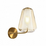 APPLIQUE MODERNE TOP LIGHT DOUBLE SKIN 1176 A RANGE E27 LED APPLIQUE EN VERRE, VERRE AMBRE, FINITION MÉTAL OTTONE SATINATO - OTTONE SATINATO