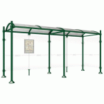 ABRI BUS PROVINCE 5 M 1 BARDAGE LAT. INOX BROSSÉ VERT 6005 - PROCITY