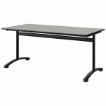 TABLE MALIBU 160X80 T5 DL ST ISOSON GRIS 1400/NOIR NOIR 9005