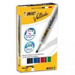 BIC POCHETTE DE 4 MARQUEURS EFFAÇABLES À SEC POINTE BISEAU ENCRE CÉTONE 4 COULEURS ASSORTIES VELLEDA 1714