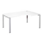 BUREAU COMPACT RETOUR À DROITE E-LINK - L. 160 X P. 110 CM - PLATEAU BLANC - 4 PIEDS ALUMINIUM