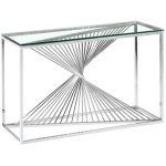 HOMY FRANCE - CONSOLE LUXURY BRITTANY CHROME VERRE TRANSPARENT 120X40X78 CM