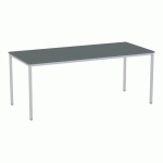 TABLE À MANGER VERSYS AVEC BASE ARGENTÉE RAL 9006 180 X 80 X 743 CM GRIS FONCÉ
