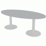 TABLE DE RÉUNION PLATEAU OVALE L.200 GRIS 2 PIEDS - QUADRIFOGLIO