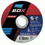 25 DISQUES DE TRONÇONNAGE MOYEU PLAT BDX - MÉTAL INOX 125X1.6MM NORTON
