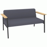 CANAPÉ AMALTI 2 PL MÉTAL GRIS TISSU NON FEU M1 GRIS MOYEN - QUADRIFOGLIO