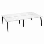 PÔLE DE 4 BUREAUX EDEN ARCHE L 280 CM AVEC GOULOTTE INTÉGRÉE PLATEAU BLANC PIED ANTHRACITE