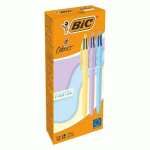 STYLO BILLE BIC 4 COULEURS PASTEL MONOCHROME RÉTRACTABLE POINTE 1 MM - ÉCRITURE MOYENNE - BOÎTE DE 12 COULEURS ASSORTIES