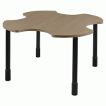 TABLE PMR Ø 140 CM RÉGLABLE STRATIFIÉ - PIERRE DE LUNE/NOIR - SUNSET CREATION