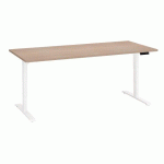 BUREAU RÉGLABLE EN HAUTEUR ÉLECTRIQUE CHÊNE CLAIR ECLA ERGO PREMIUM 180 X 80 CM PIEDS BLANC