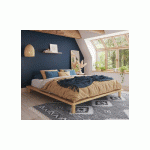 PACK LIT ERIÉ + MATELAS  BOIS NATUREL 140X200 CM/OPT:SANS TÊTE DE LIT