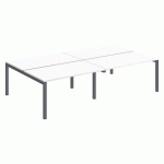 PÔLE 4 BUREAUX DROITS ARKO L 280 X P 168 CM PLATEAUX BLANC PIÈTEMENT MÉTAL ARCHE ANTHRACITE