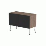 RANGEMENT BAS TENI LARG.120 CM 2 PORTES NOYER/NOIR - MBA