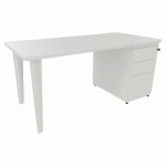 BUREAU EVIDENCE 160X80 BLANC CAISSON PORTEUR/PIED BLANC - VINCO