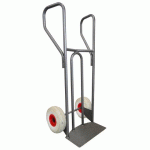 DIABLE ACIER TABLIER INCURVÉ POIGNÉE FERMÉE 250 KG ROUES GONFLABLES, BAVETTE RABATTABLE