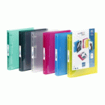 LOT DE 12 - CLASSEUR 4 ANNEAUX PLASTIFIÉ VIQUEL PROPYGLASS PERSONNALISABLE A4 – DOS 3.5 CM COULEURS ASSORTIES TRANSLUCIDES