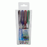 STYLO ROLLER PILOT V-BALL ÉCRITURE MOYENNE - POCHETTE DE 4 COULEURS CLASSIQUES