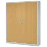 ARMOIRE MÉTAL CONFORT MAXI LARGEUR - A RIDEAUX - L. 160 X H. 198 CM - CORPS ALUMINIUM - RIDEAUX HÊTRE
