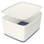 LEITZ MYBOX WOW BOÎTE DE RANGEMENT AVEC COUVERCLE 18L EN ABS - BLANC /GRIS