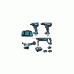 PACK 4 OUTILS 18V (DGA504 + DDF482 + DHR241 + DTD153) + 3 BATTERIES 5AH + CHARGEUR - MAKITA - DLX4080TX1