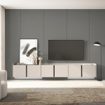 SKRAUT HOME - MEUBLE TV EFFET BOIS BEIGE 309X35X50CM SUSPENDU