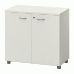 ARMOIRE BASSE HAUTEUR BUREAU PORTES BATTANTES BLANCHES H 75,5 X L 80 X P 45 CM SQUADRA