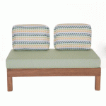 FAUTEUIL LOUNGE ARIS 2 PLACES EN IROKO AVEC COUSSIN