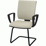FAUTEUIL VISITEUR OPTIMA PIED LUGE VERNI NOIR ACCOUDOIR FIXE M1 BEIGE - QUADRIFOGLIO