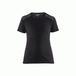 T-SHIRT DE TRAVAIL BICOLORE 100% COTON FEMME 3479 - NOIR ET GRIS FONCÉ - S BLAKLADER