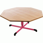 TABLE OCTOGONALE PIED CENTRAL CHLOÉ PLATEAU BEIGE PIÉTEMENT BLEU T2 - MANUTAN COLLECTIVITÉS