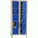 ARMOIRE VISITABLE 10 CASIERS 2 COLONNES BLEU RAL 5017 - MANUTAN COLLECTIVITÉS