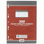 FEUILLES MOBILES CONQUERANT - 21X29.7 CM - 200 PAGES - 90G - GRANDS CARREAUX