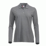POLO DE TRAVAIL POUR FEMME CLASSIC MARION - MANCHES LONGUES - GRIS - S CLIQUE