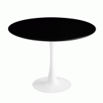 TABLE RONDE IBIZA WHITE Ø120 C SURFACE NOIRE PIED BLANC - [...]