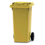 VEPA BINS CONTENEUR POUBELLE MOBILE 2 ROUES - 120 LITRES PRISE FRONTALE - JAUNE