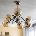 ALFA PLAFONNIER VIRGINIA, 6 LAMPES, OR/NOIR