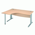 BUREAU COMPACT EXCELLENS L 160 CM HÊTRE RETOUR À GAUCHE PIÉTEMENT ''L'' MÉTAL ALU