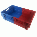 CAISSE PLEINE EMPILABLE EMBOÎTABLE 600 X 400 X 184 MM BICOLORE 34 L – BLEU/ROUGE GILAC