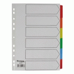 LOT DE 2 - INTERCALAIRE A4 CARTE BRISTOL BLANCHE BRUNEAU 6 ONGLETS NEUTRES MULTICOLORES - 1 JEU