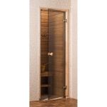 PORTE DE SAUNA EN VERRE SÉCURITE 8 MM CADRE EN PIN 70 X 190 TRANSPARENTE