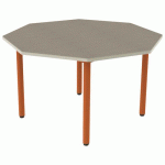 TABLE CARÉLIE OCTO Ø120 T5 STR POLY. ÉRABLE G. BEIGE/PAPAYE - MOBIDECOR
