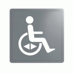 PICTOGRAMME MURAL AUTOCOLLANT EN INOX 304 SATINÉ POUR SANITAIRES - TRANSFERT PMR GAUCHE ET DROITE DELABIE