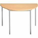 TABLE UNIVERSALIS DEMI-ROND 140X70 PLT HÊTRE/9006 ALUMINIUM