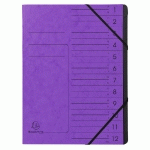TRIEUR AGRAFÉ AVEC ÉLASTIQUES INTÉRIEUR NOIR 12 COMPARTIMENTS - A4 - VIOLET - LOT DE 10