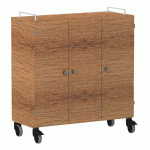 ARMOIRE BASSE SHIFT+ LANDSCAPE MÉLA. 9 CASES - 3 PORTES - NOYER - BLEU SAPHIR - MANUTAN COLLECTIVITÉS