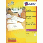 ETIQUETTE ADRESSE MULTI-USAGE RECYCLÉE 99,1 X 33,9 MM AVERY LR 7162-100 BLANCHE - BOÎTE DE 1600