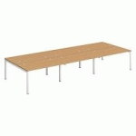 PÔLE 6 BUREAUX L 420 CM PLATEAUX HÊTRE, PIÈTEMENT BLANC - TEAM LINE