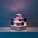 TECNOLUMEN CUBELIGHT MOVE LAMPE DE TABLE, ROSE/NOIR